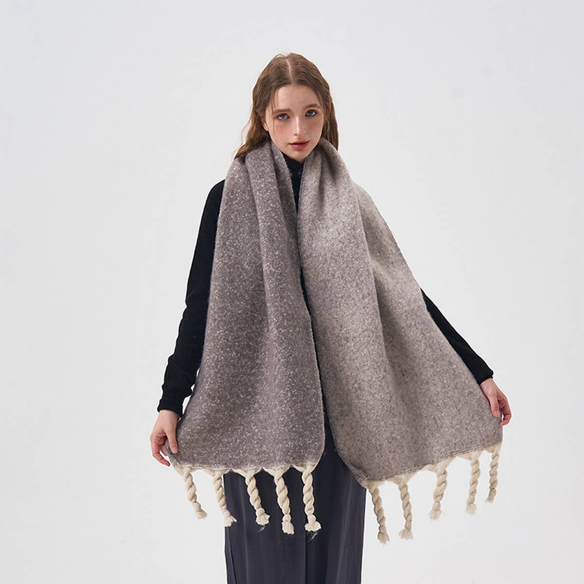 Handcrafted Tassel Double-Sided Scarf for Winter
