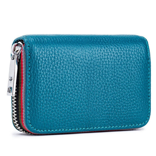 TOP LAYER COWHIDE ZIPPER GENUINE LEATHE CARD HOLDER_CWAB3835