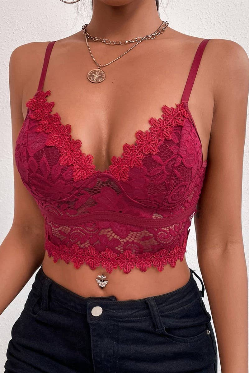 CWTTK0400_DEEP V-NECK  LACE SEXY TANK TOP