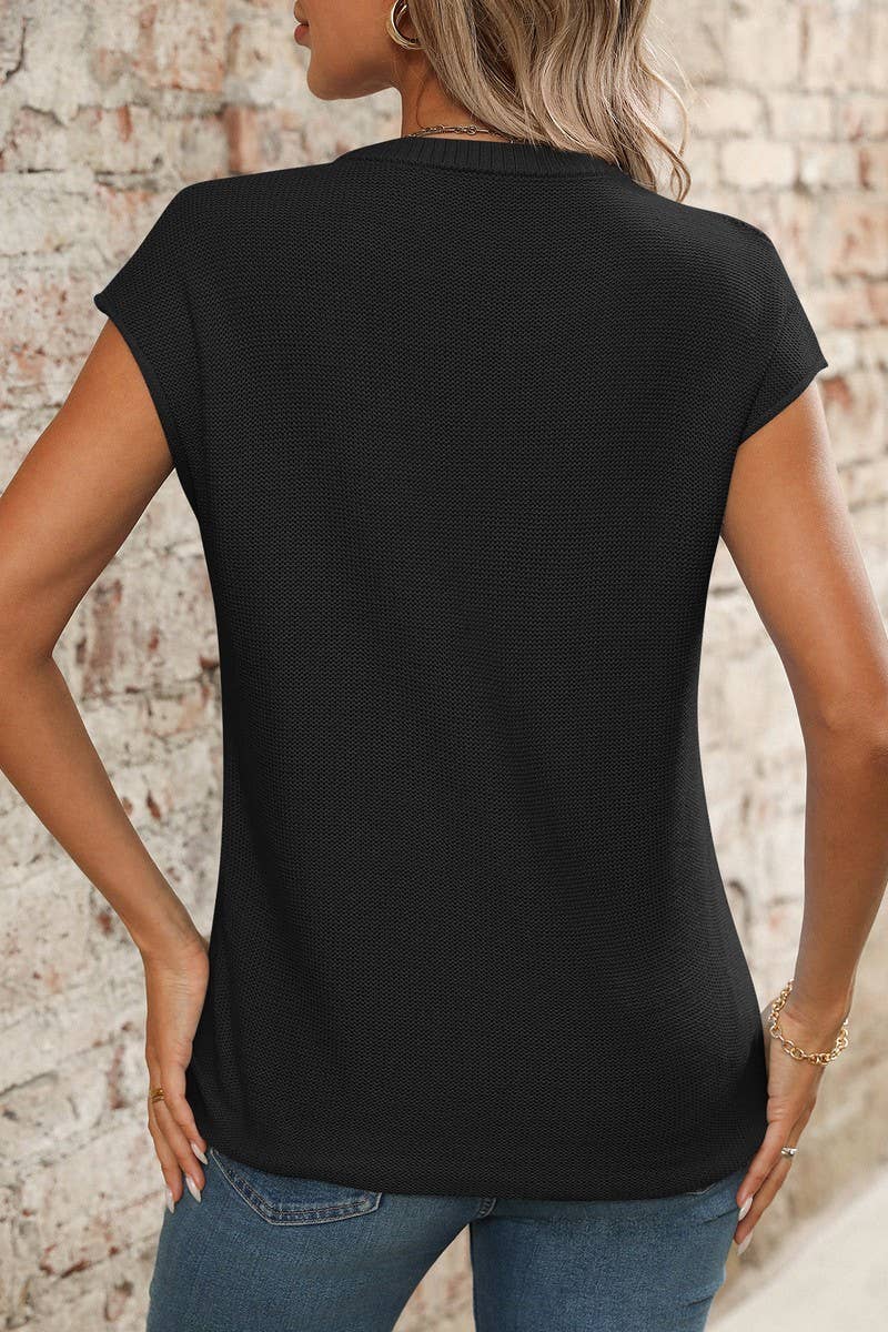 CWTTS1368_SUMMER NEW WOMEN'S V-NECK KNITTED TOPS