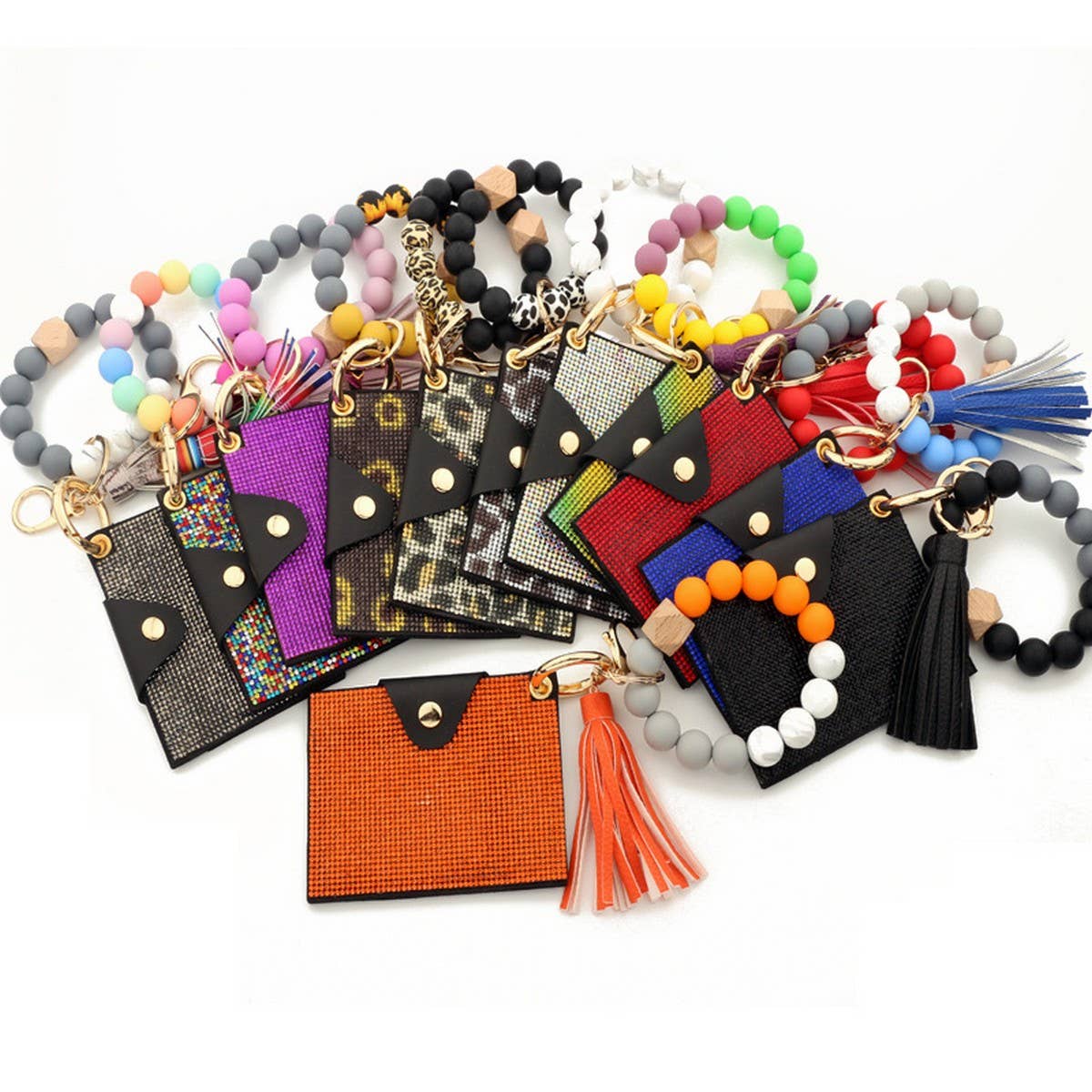 Rhinestone Leopard Wallet with Bead Keychain_CWAB4999