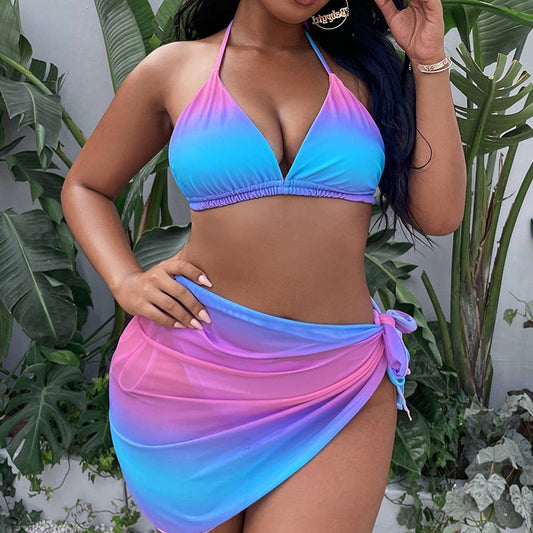 OMBRE BIKINI COVERUP THREE-PIECE SWIMSUIT_CWMW0313