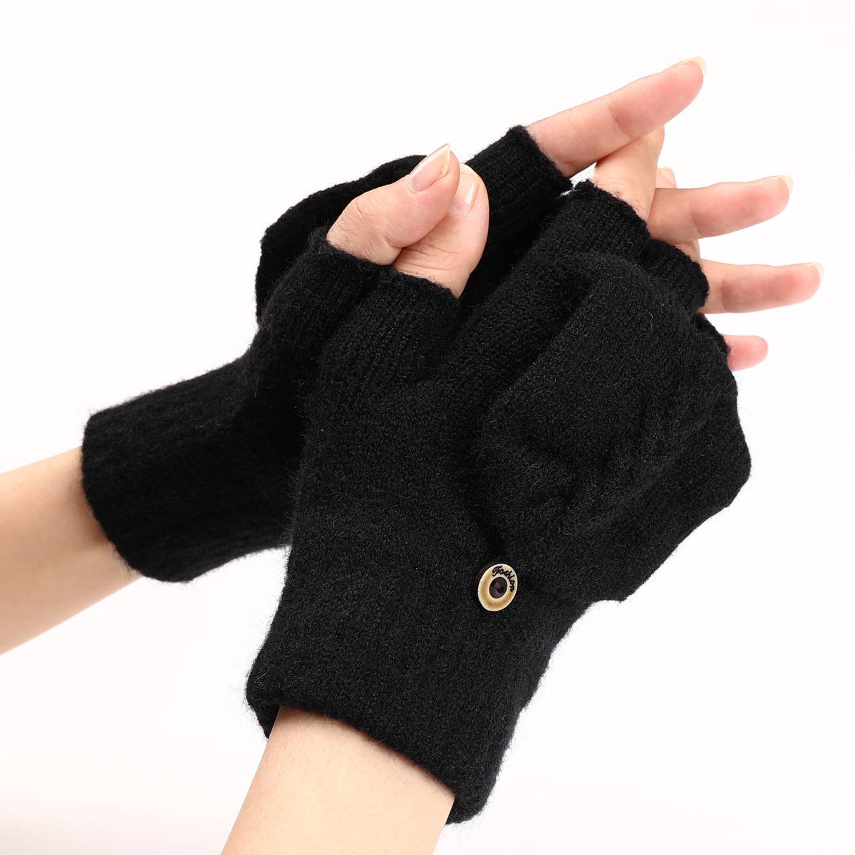 FLAP HALF FINGER WOOL WARM GLOVES_CWAG0098
