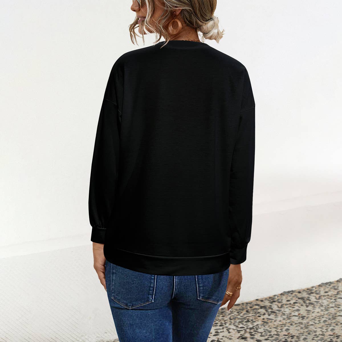 CREW-NECK LIP PRINT LONG-SLEEVED BAGGY HOODIE