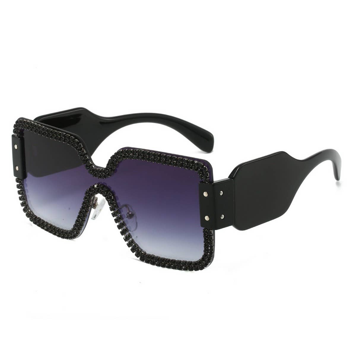 FRAMELESS ONE-PIECE DOUBLE ROW DIAMOND SUNGLASSES