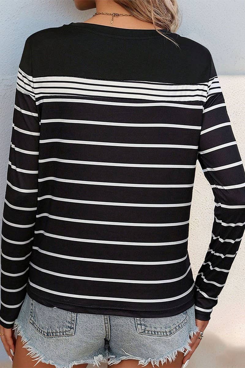 CWTTL1943_CASUAL WOMEN'S STRIPED LONG-SLEEVED T-SHIRT