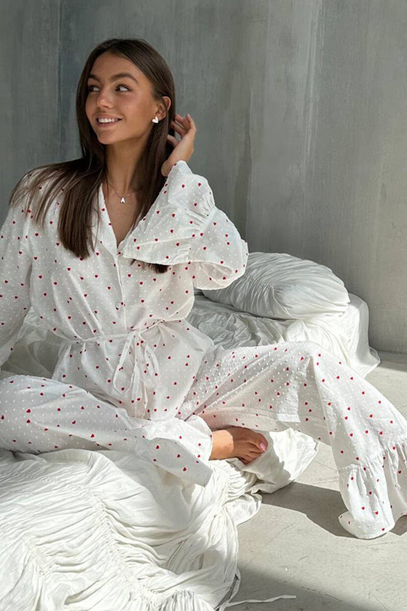 CWSPJ0230_COTTON HEART PRINTED LONG SLEEVE PAJAMA SET