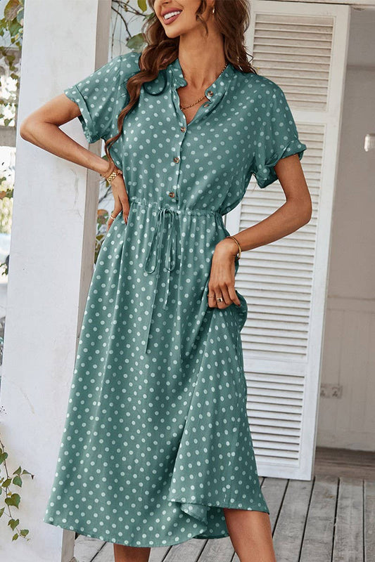 CWDMD6451_SUMMER POLKA DOT ALL-MATCH SHIRT DRESS