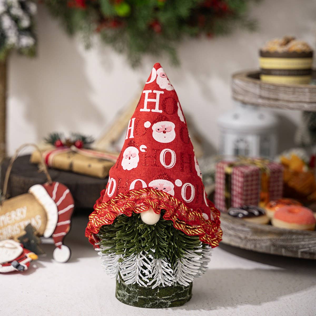 CWMM10289_CHRISTMAS TREE GNOME PLUSH FACELESS DOLL DECOR