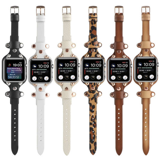 APPLE WATCH9-1 RIVET LEATHER STRAP_CWWW0044