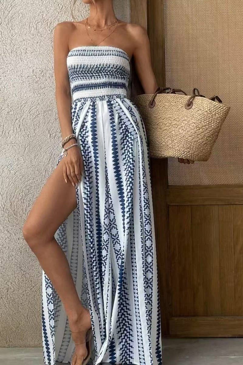 CWSJS1701_SEXY FLORAL STRAPLESS SLIT LEG JUMPSUIT