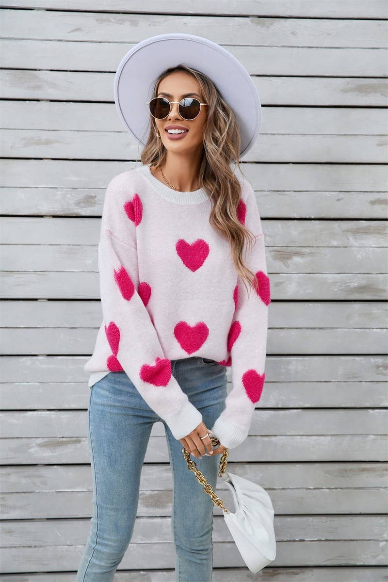 CWOSWL5785_VALENTINE'S DAY HEART LONG SLEEVE KNIT SWEATER