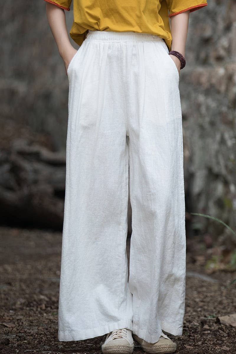 CWBLP1377_COTTON AND LINEN SAND-WASHED WIDE-LEG TROUSERS