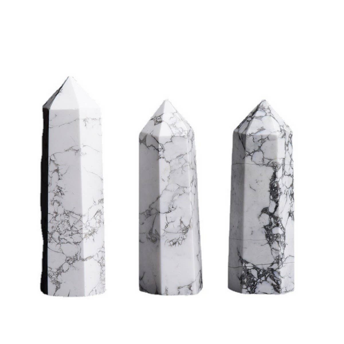 Natural White Turquoise Hex Crystal Tower