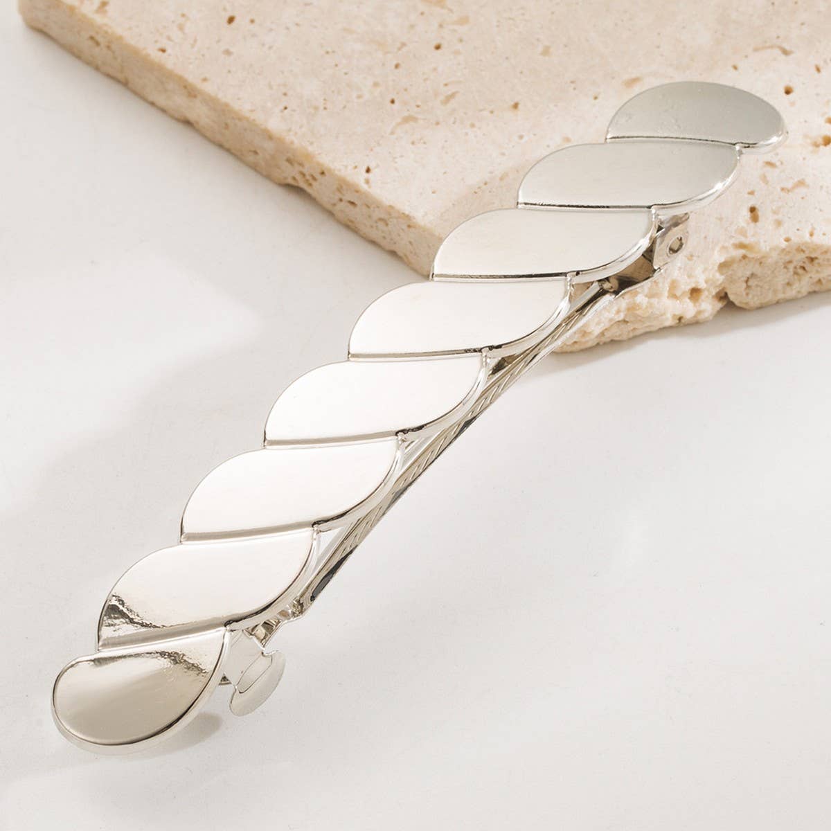 Sleek Beaded Metal Hair Clip for Braids & Buns_CWAHA6232