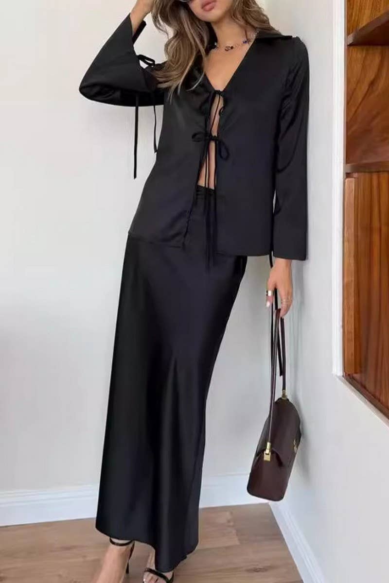 CWSTB1483_HIGH WAIST SHIRT AND SKIRT TWO PIECE SET