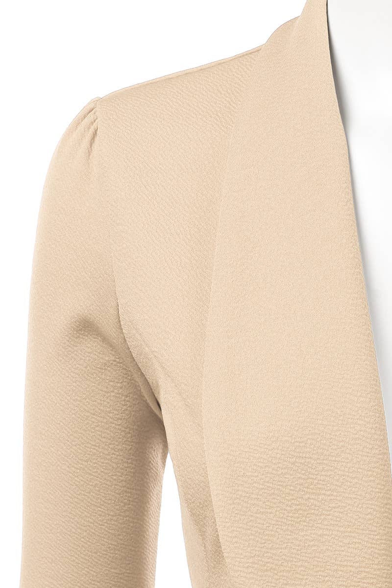 CWOBL089_Casual Work 3/4 Sleeve Open Front Blazer