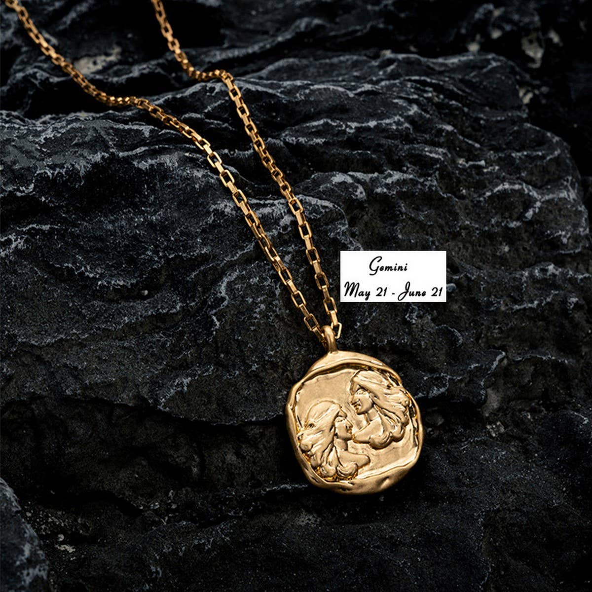 STAINLESS STEEL ZODIAC OVAL PENDANT NECKLACE_CWMM3761