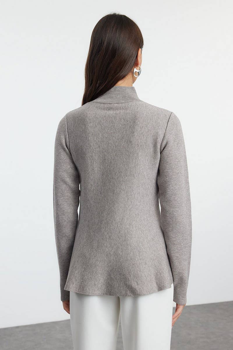 CWOSWL6956_SOLID COLOR HALF-HIGH COLLAR KNITTED SWEATER