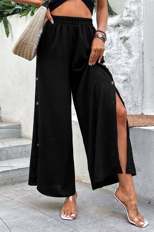 CWBLP2020_HIGH WAIST BUTTON SPLIT WIDE LEG PANTS
