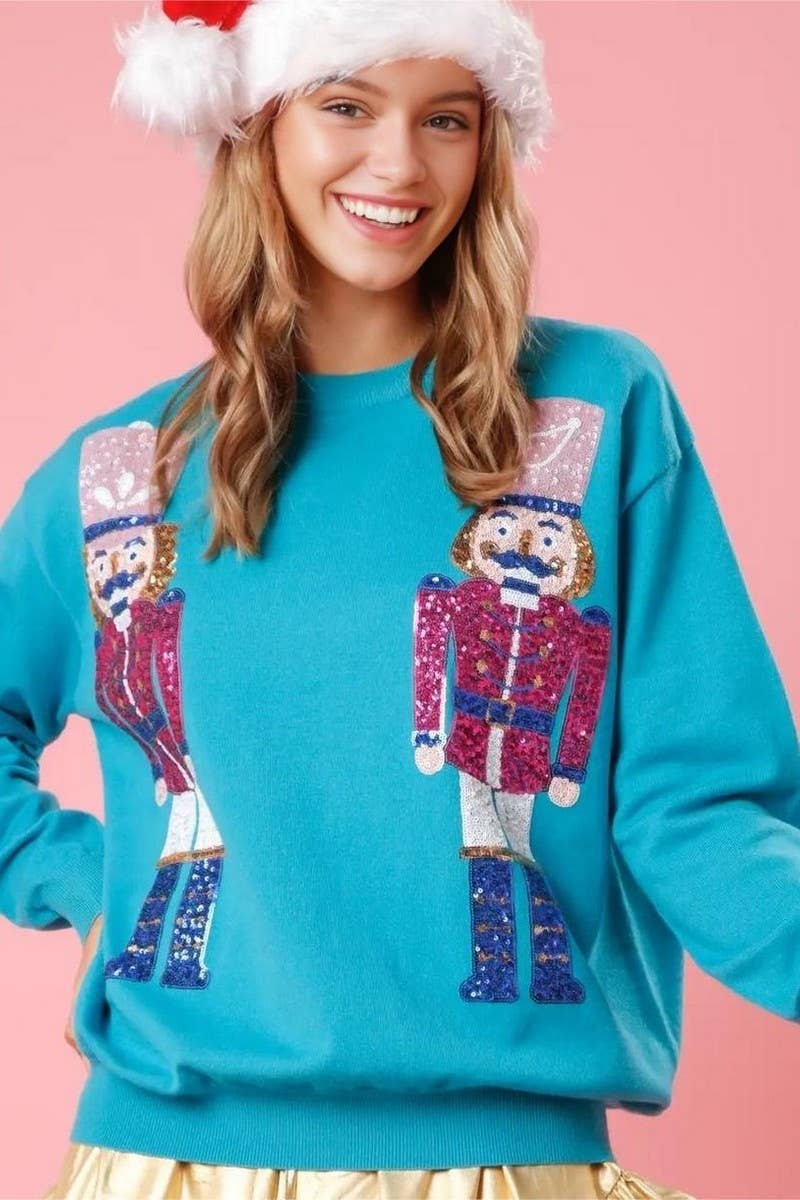 CWTBLL01234_CREW NECK CHRISTMAS SEQUINED SWEATSHIRT