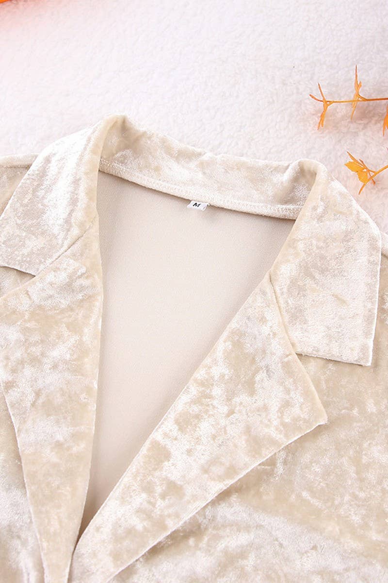 CWSPJ0086_SOLID COLOR LONG SLEEVED SHIRT PANTS PPAJAMAS SET