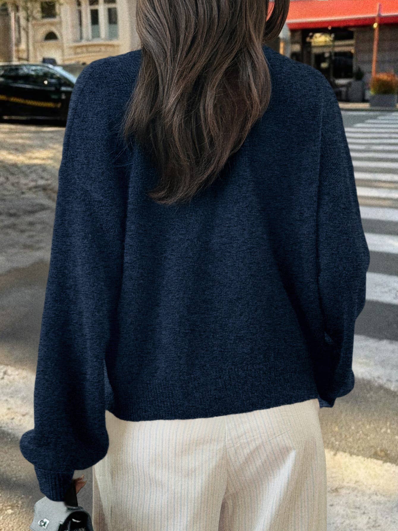 Casual simple button long-sleeved coat sweater