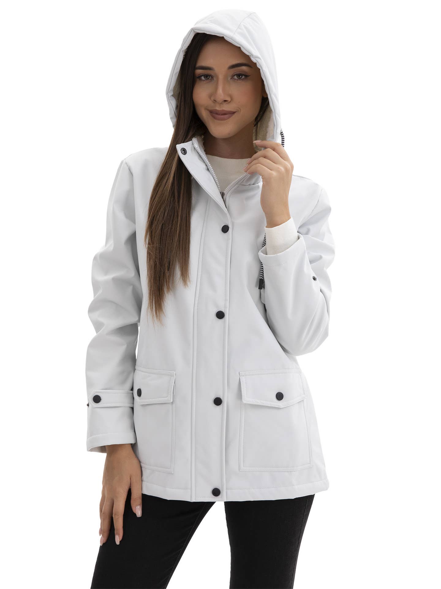 Composite fleece waterproof hooded windbreaker