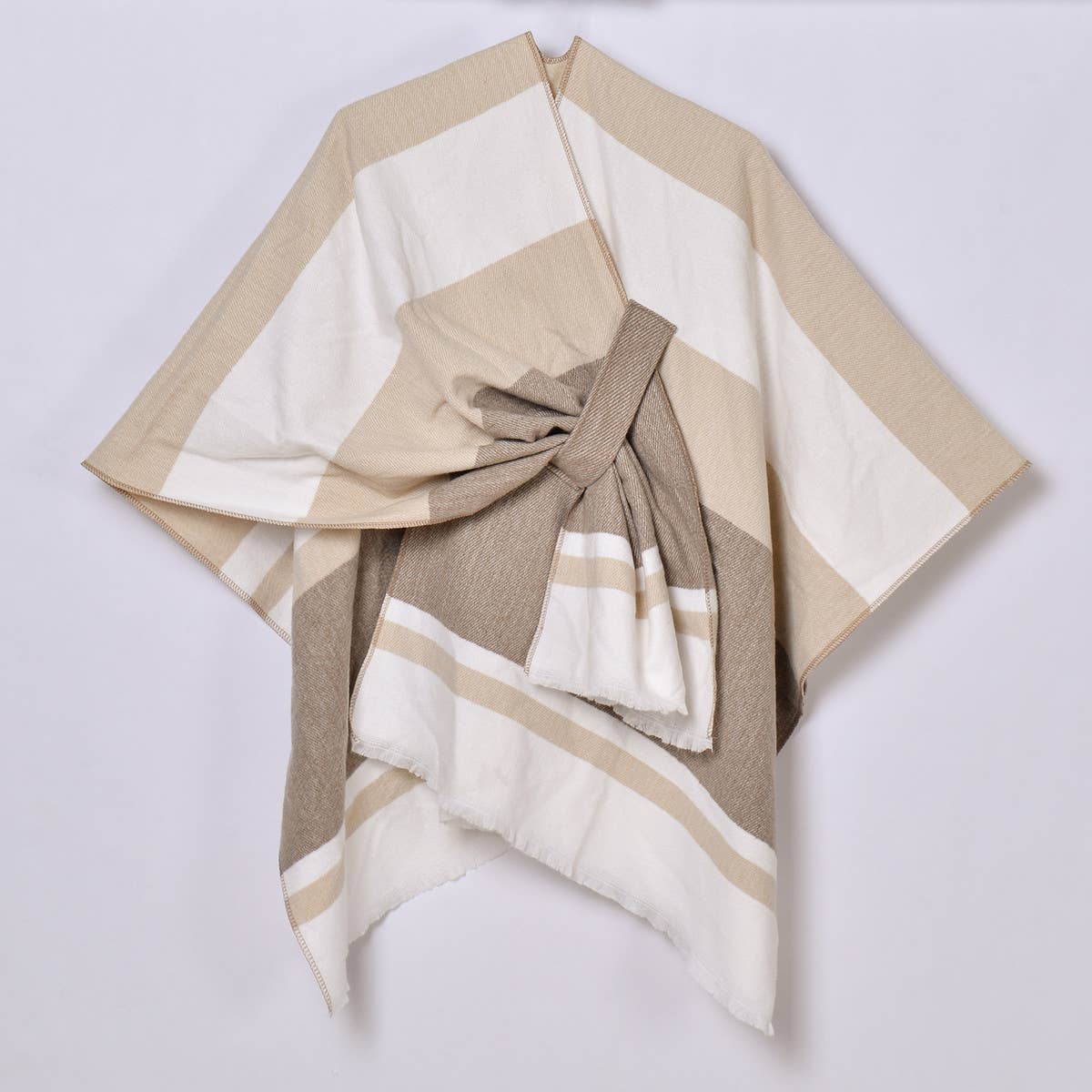 SIMPLE AND LONG WARM TASSEL SIDE STRAP SHAWL