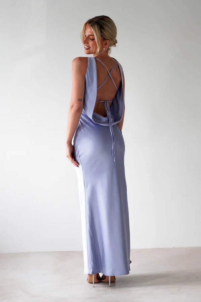 CWDMD5534_SUMMER RETRO SLIM SLEEVELESS A-LINE LACE-UP DRESS
