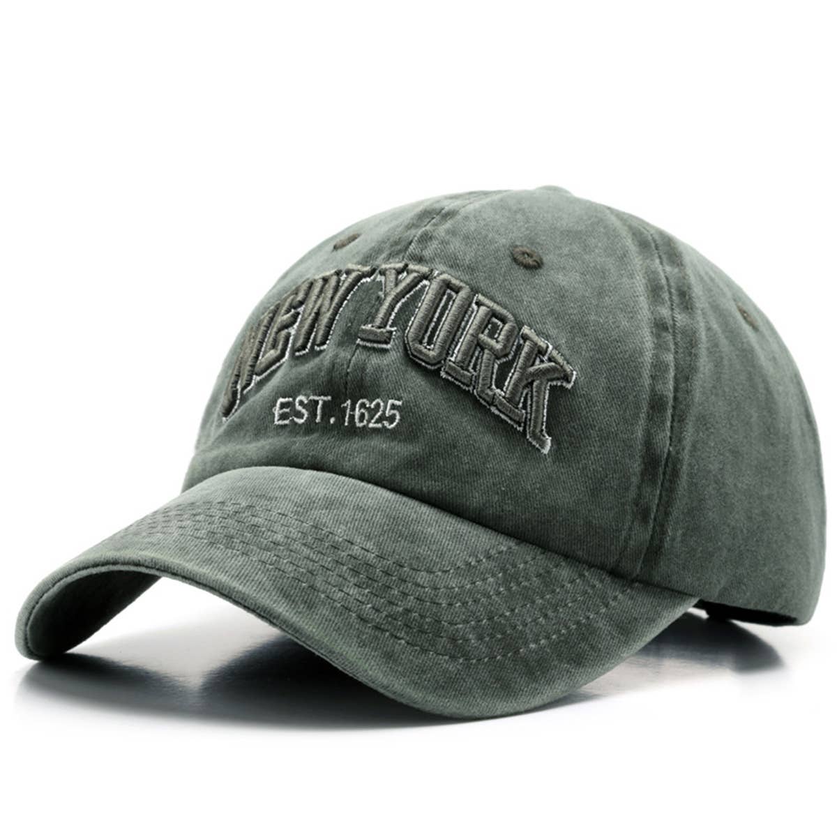 Vintage Washed NY Embroidered Denim Cap_CWAH1266