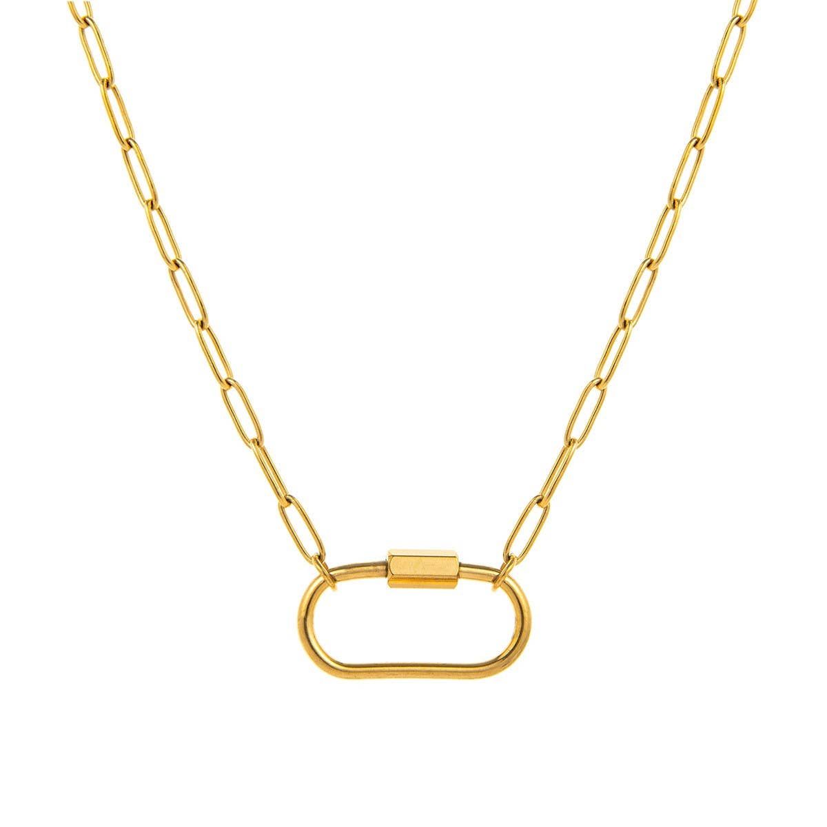 Basic loose chain heart round necklace_CWMM5711