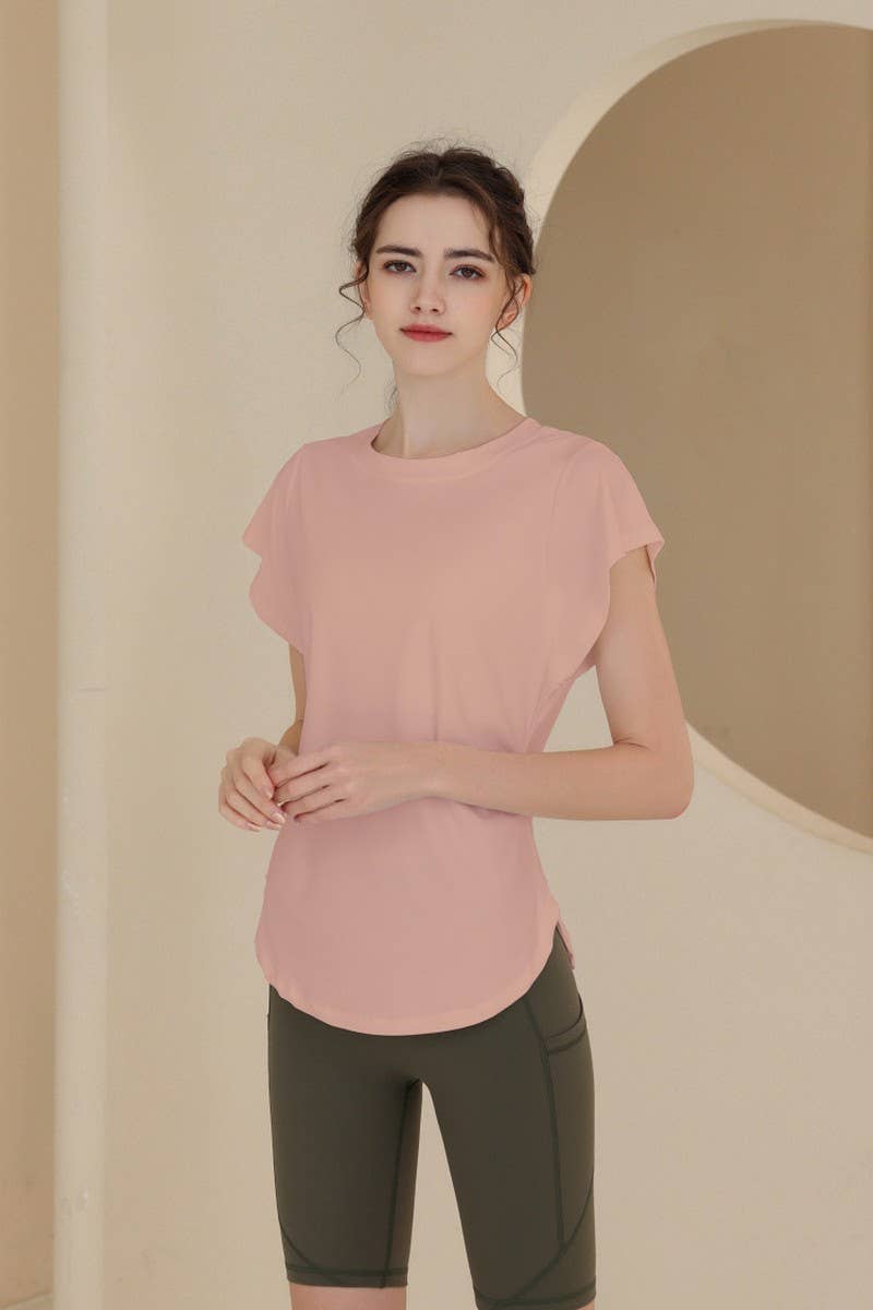 CWTSTS0394_ROUND NECK SHORT SLEEVE FITNESS YOGA TOP