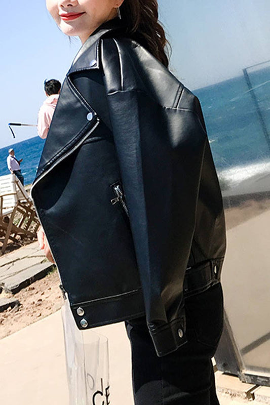 CWOBL00212_LOOSE MOTORCYCLE FASHION VERSATILE LEATHER JACKET