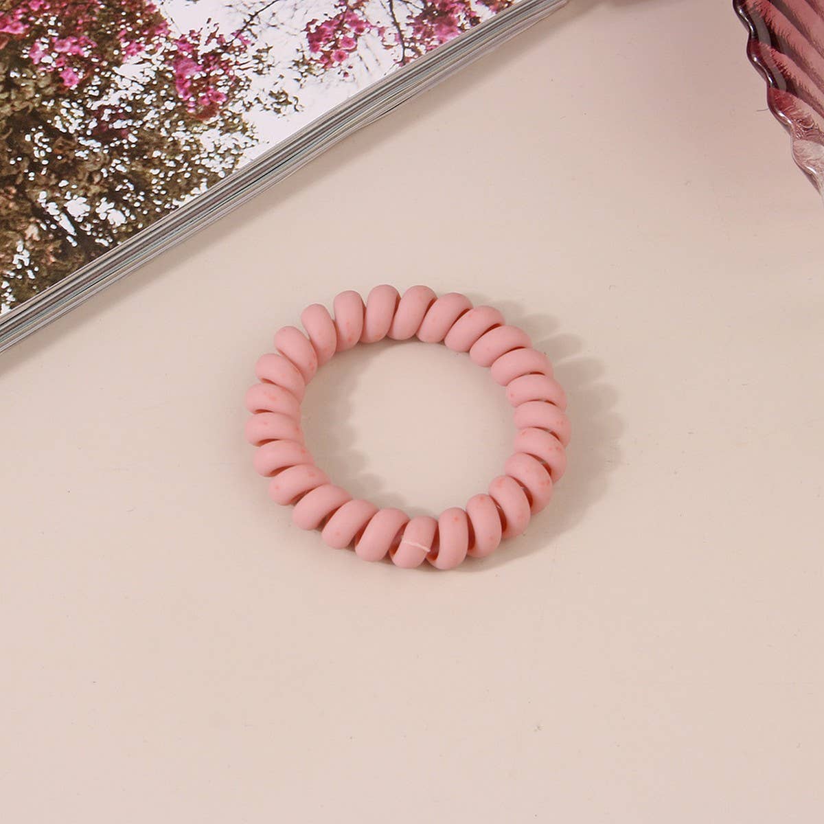 CWAHA1379_SIMPLE FROSTED PHONE CORD HAIR TIE