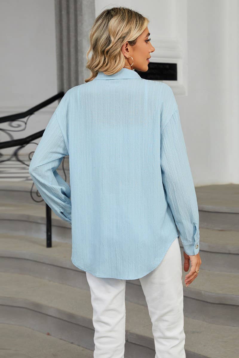 CWTSTL2065_CASUAL LAPEL SINGLE BREASTED LONG SLEEVE SHIRT