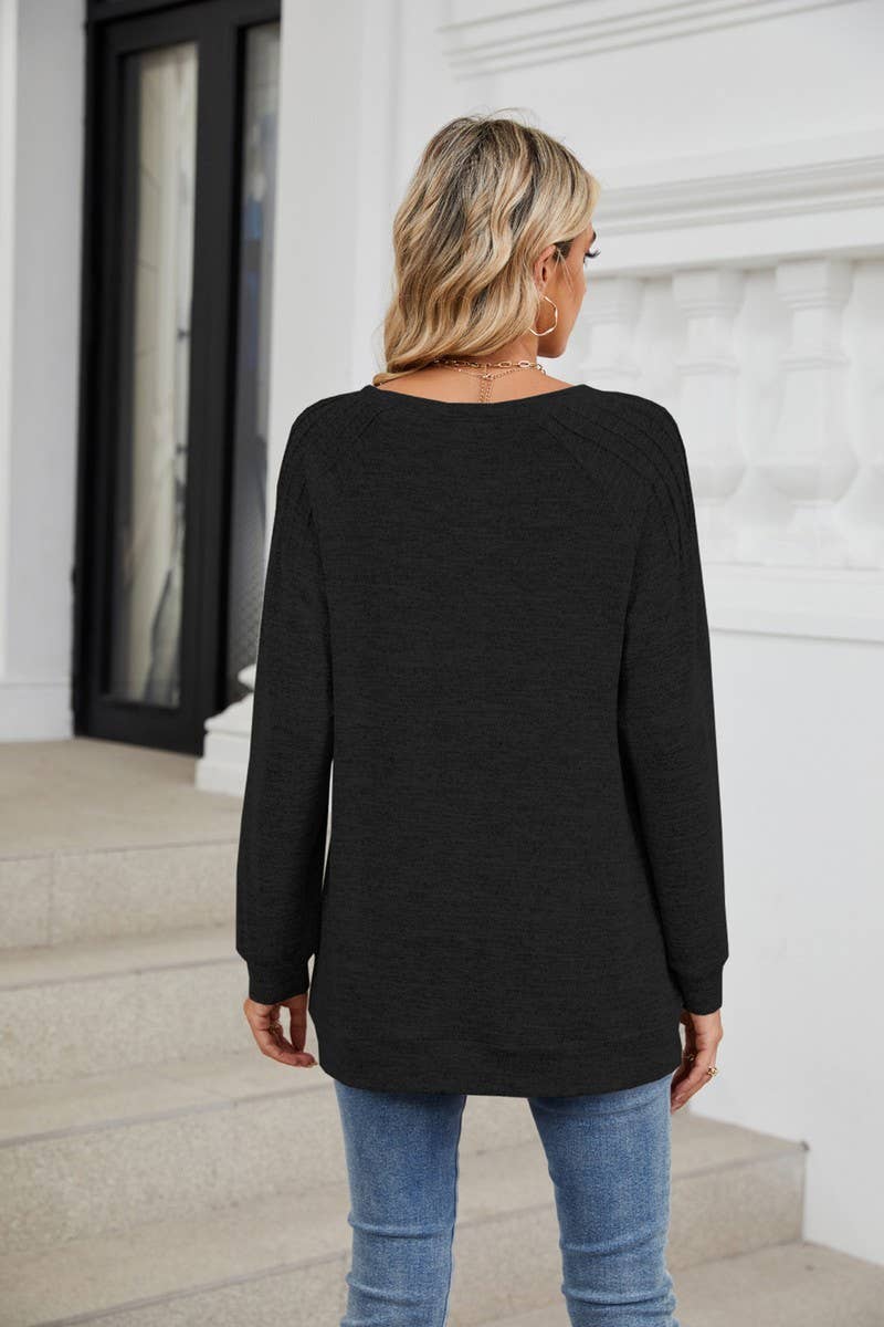 CWTBLL1863_SOLID COLOR ROUND NECK LOOSE LONG SLEEVE TOP