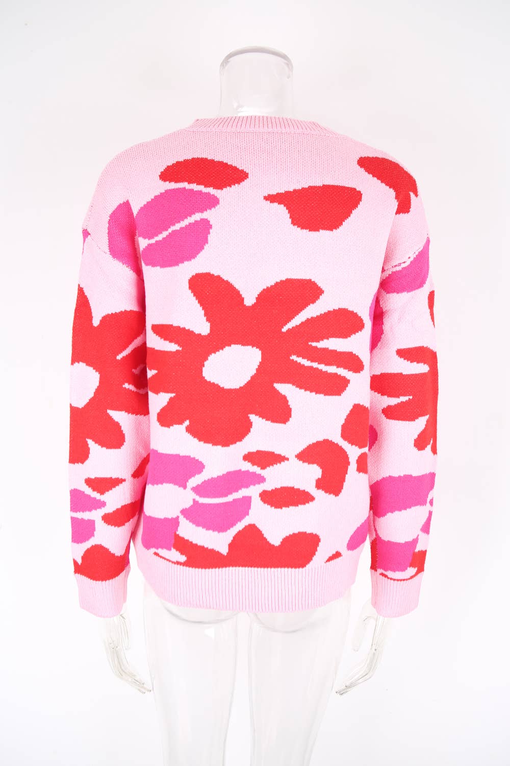 Casual versatile floral printed knitted sweater