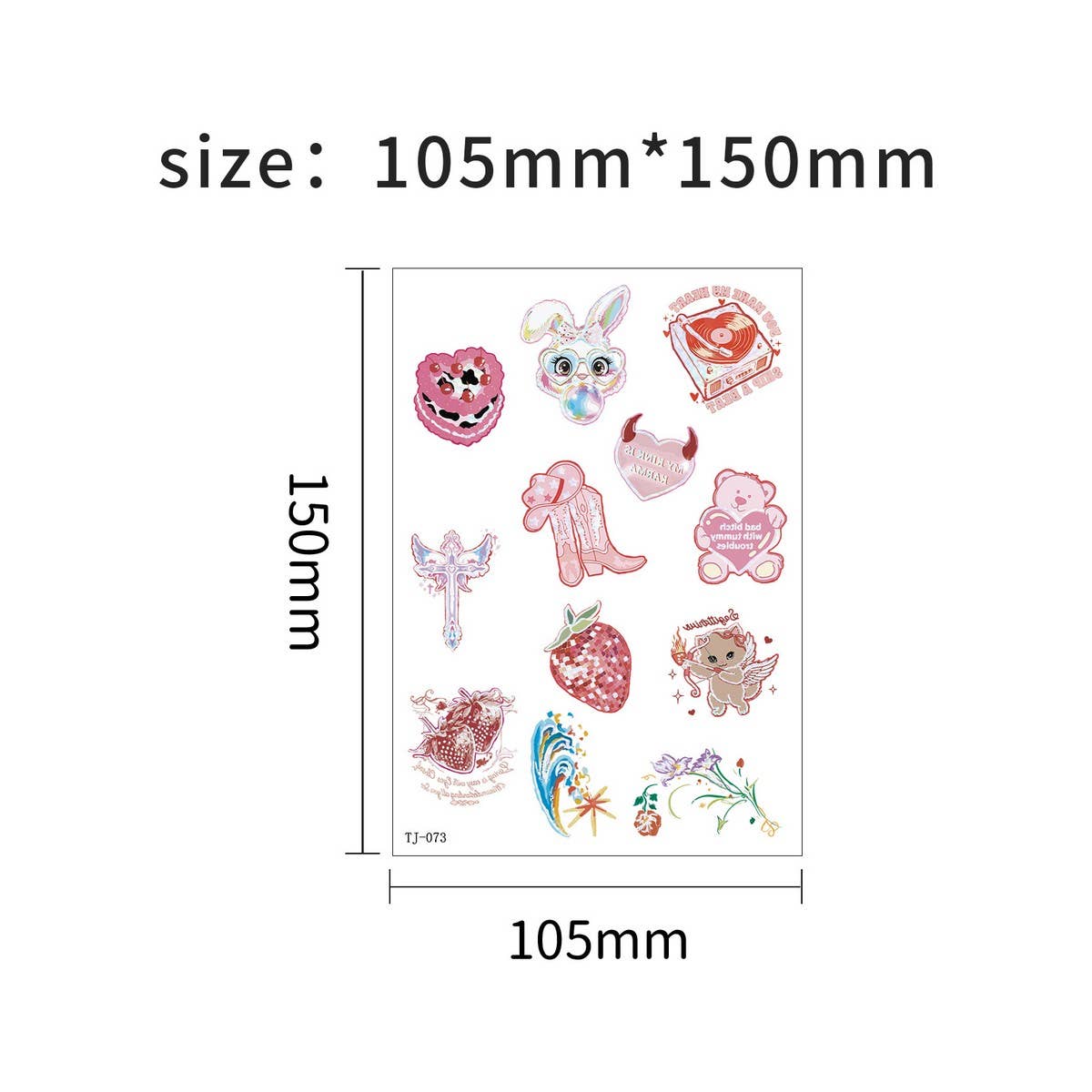 Pink Barbie Style Holographic Tattoo Stickers_CWMM8369
