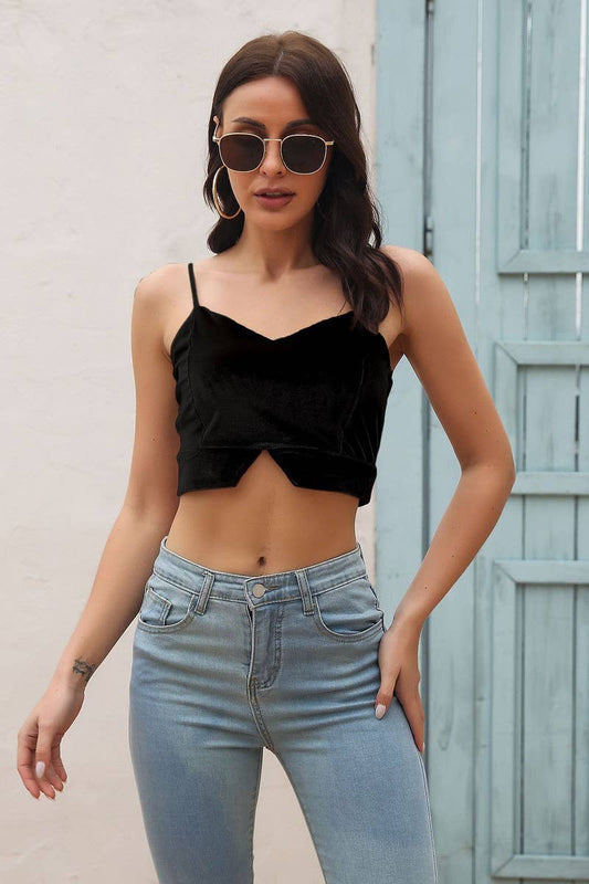 CWTBLSL0170_Spaghetti Strap Velvet Top