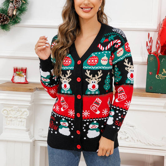 CARTOON JACQUARD CREW-NECK CHRISTMAS SWEATER