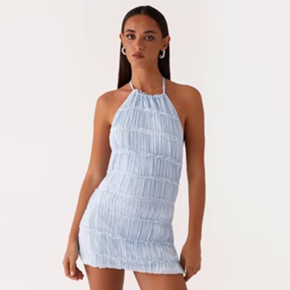 Backless pleated short, personalized dress