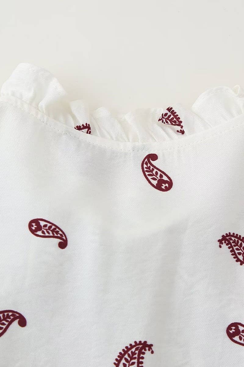 CWTBLL3822_STREET FASHION LACE-UP PRINTED LONG SLEEVE SHIRT