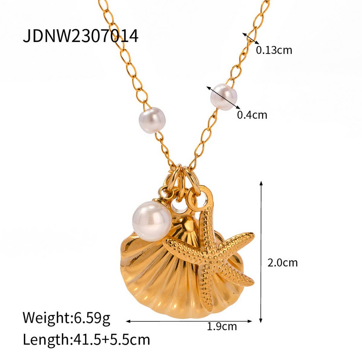 OCEAN SERIES PEARL STARFISH SHELL NECKLACE_CWAJE1366