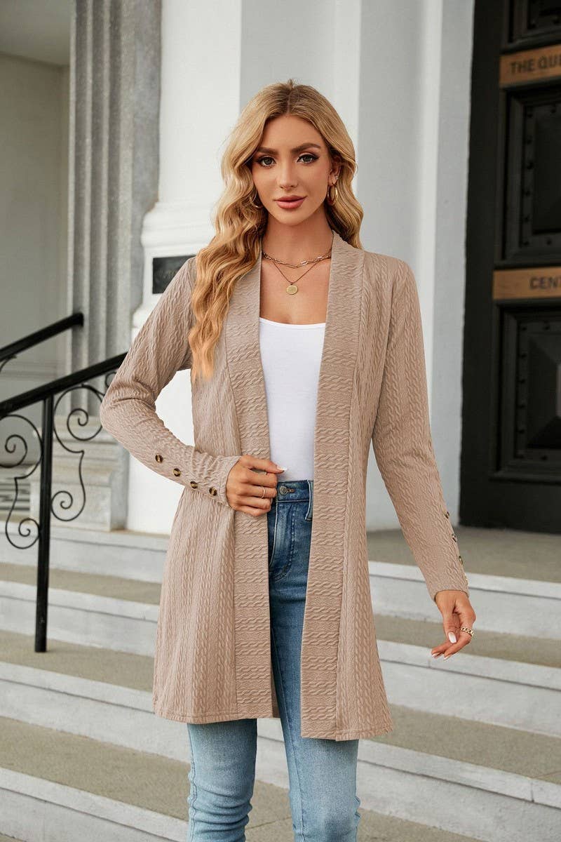 CWOCAL1937_SOLID COLOR BUTTON LONG SLEEVE CARDIGAN COATS