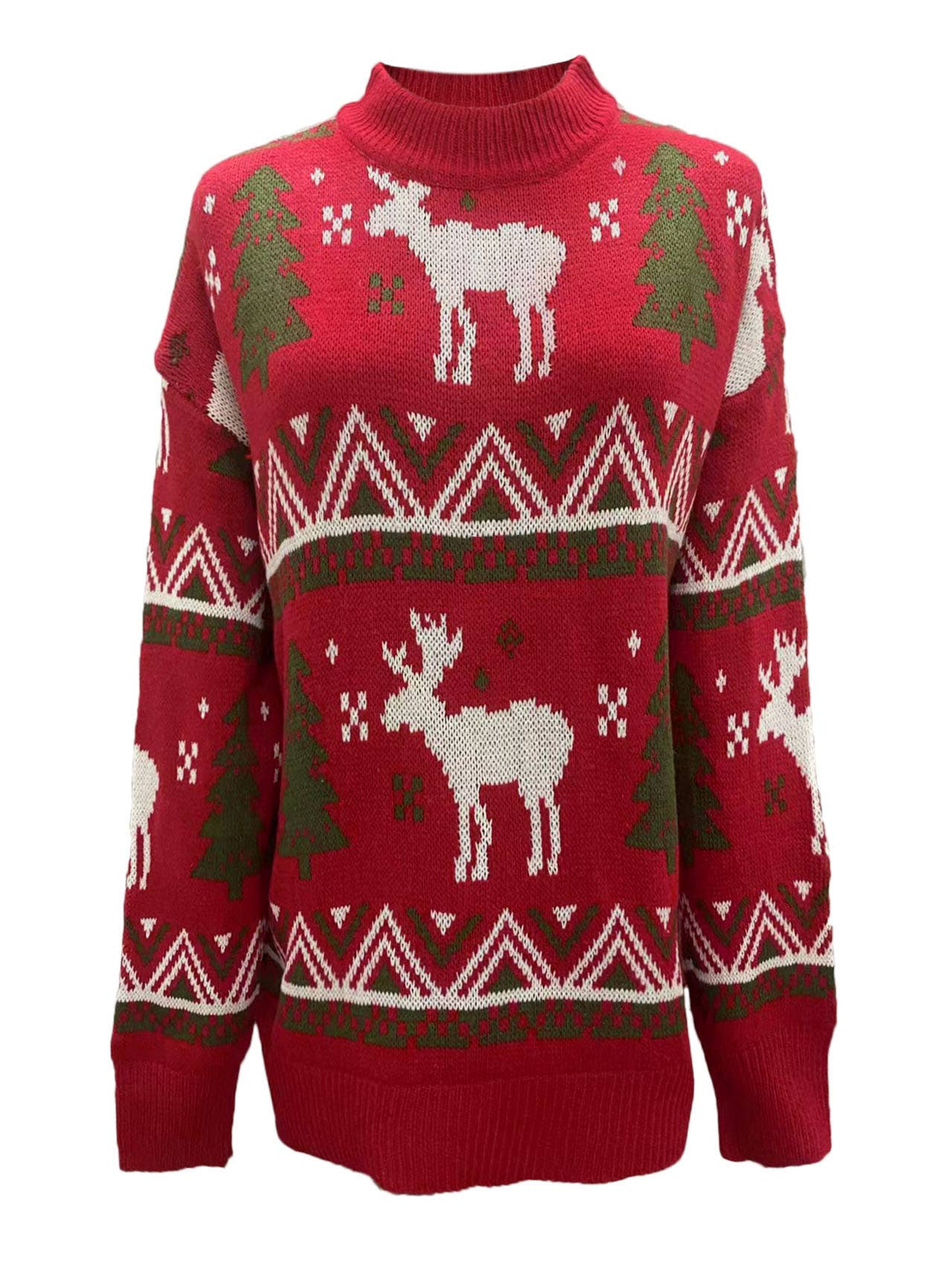 Christmas knitted round-neck pullover sweater