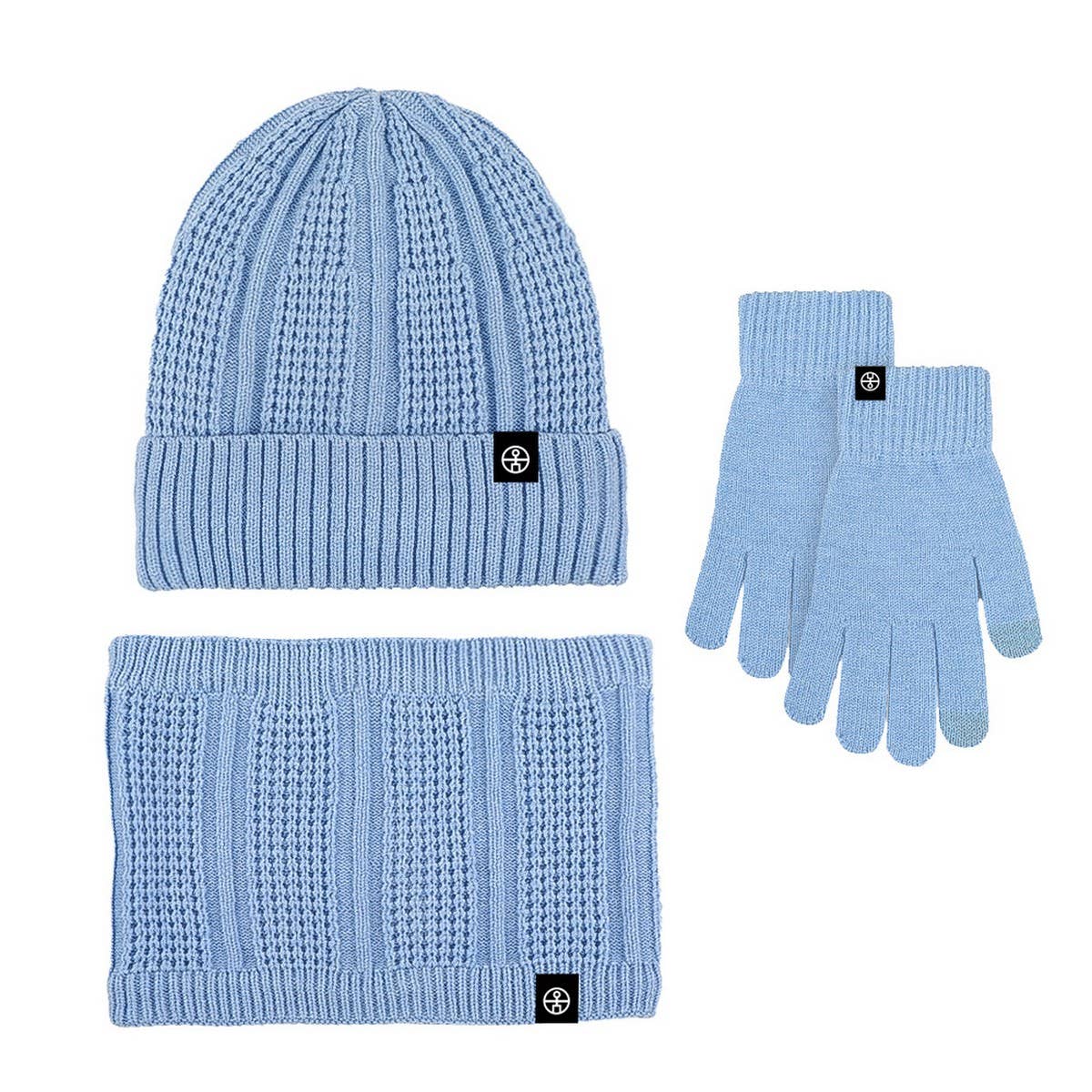 WINTER WOOL WARM PLUS FLEECE SCARF THREE PIECE SET