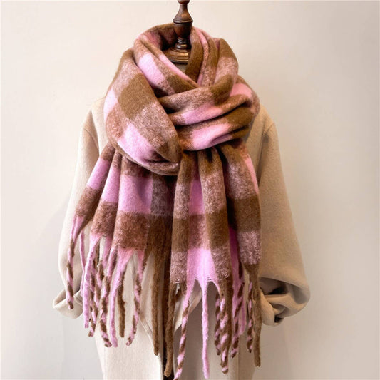 Plaid Winter Scarf Shawl - Thick Soft Unisex Wrap_CWASC0964