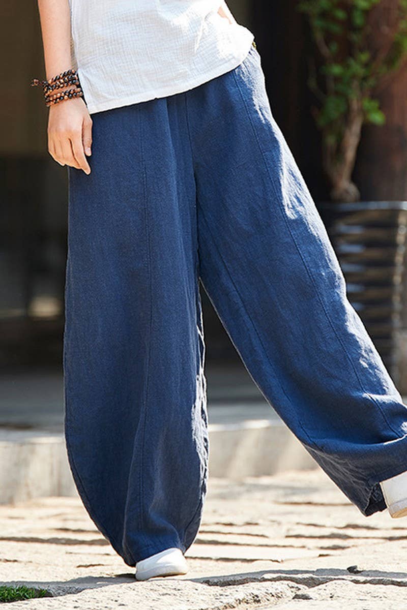 CWBLP1375_COTTON AND LINEN WASHED LOOSE CASUAL BLOOMERS