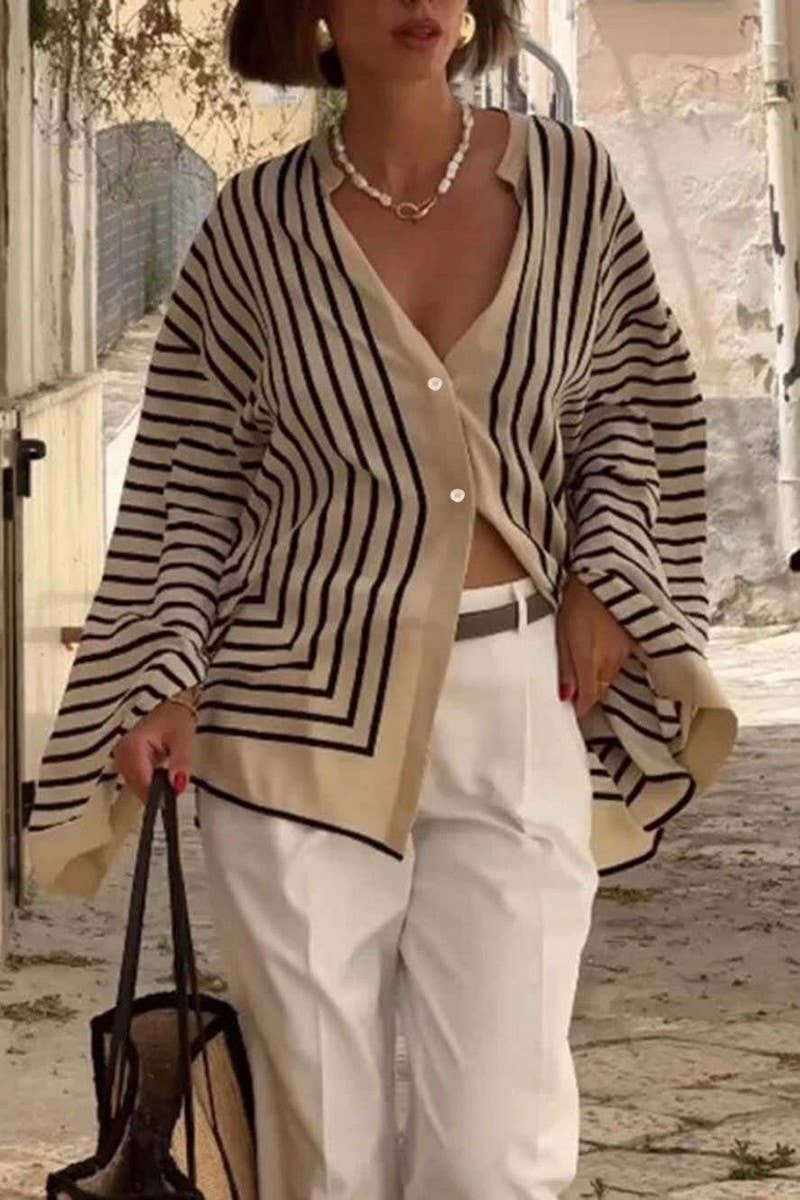 CWTBLL3843_STRIPED LOOSE FIT LONG SLEEVE BUTTON DOWN SHIRT